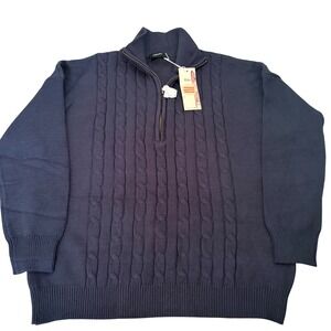 Dokotoo Mens Navy Blue Cable Knit Quarter Zip Sweater 2XL NWT Pullover